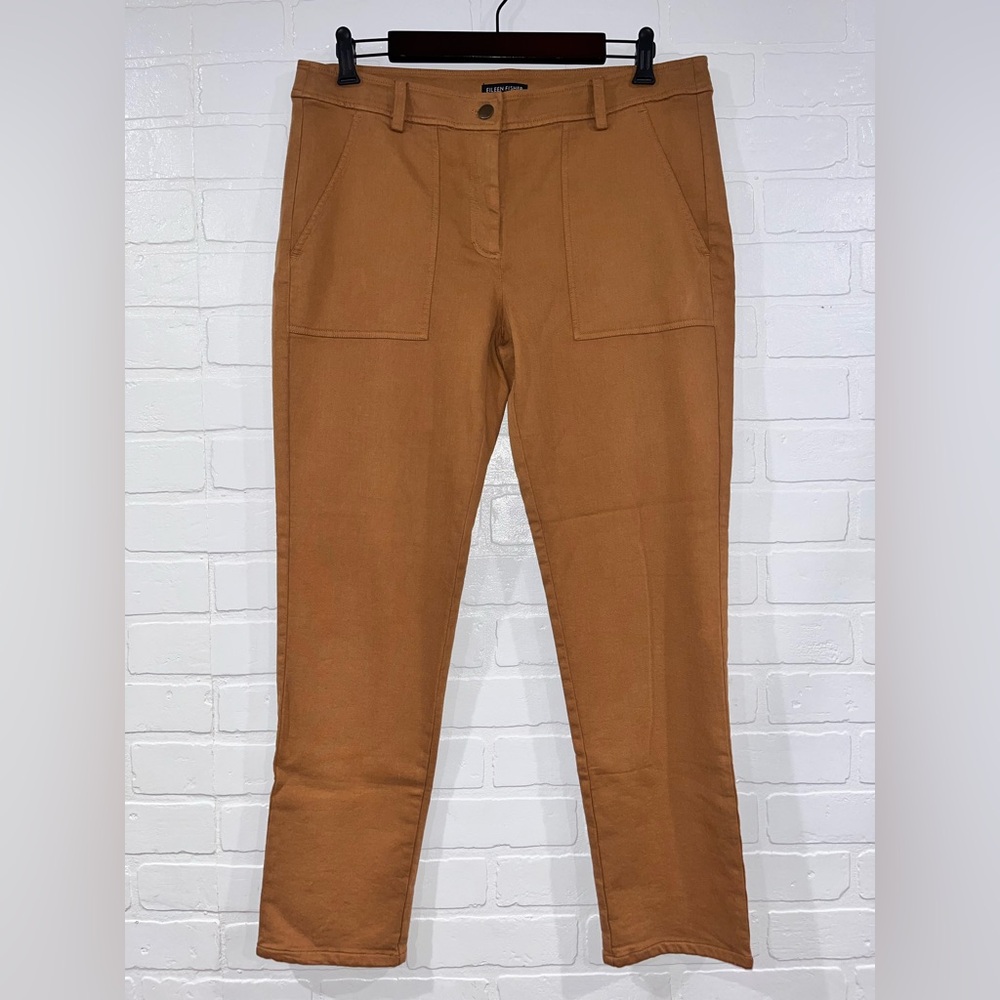 Eileen Fisher 99% Organic Cotton Cozy Stretch Dark Clay Slim Pants